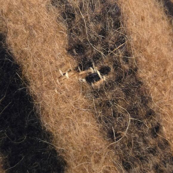 Poncho Cape Tunic One Size Black Brown Striped Super Heavy and Warm *read* - Picture 14 of 16